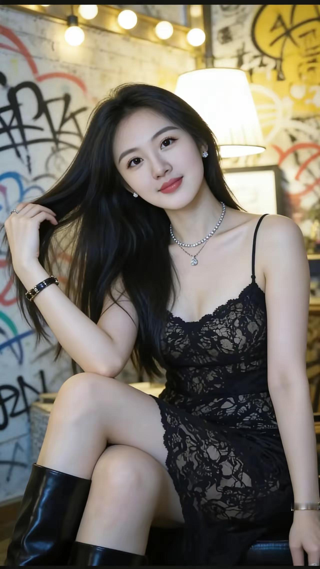 都市甜心风，黑丝蕾丝裙，时尚穿搭指南