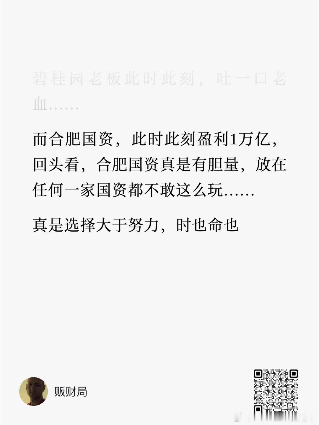 我记得以前总有人质疑合肥国资的投资能力，真的是蠢的可以 