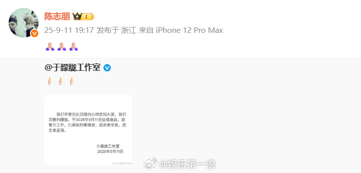 陈志朋悼念于朦胧 ​​​