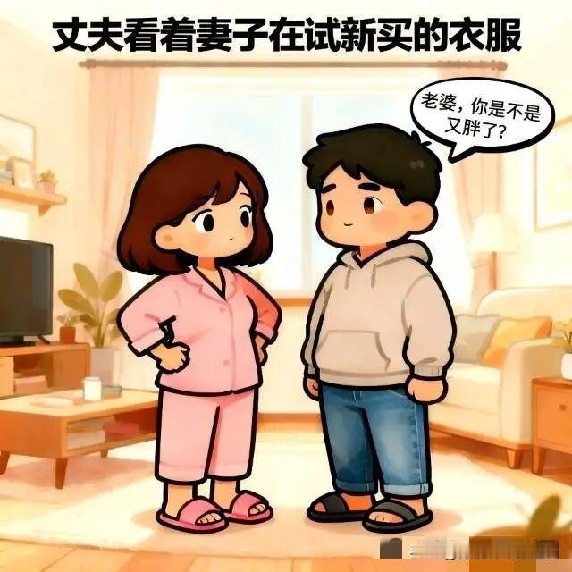 趣味漫画:老公：老婆，你是不是又胖了？老婆：这不是胖？这叫“幸福肥”，都是被你宠