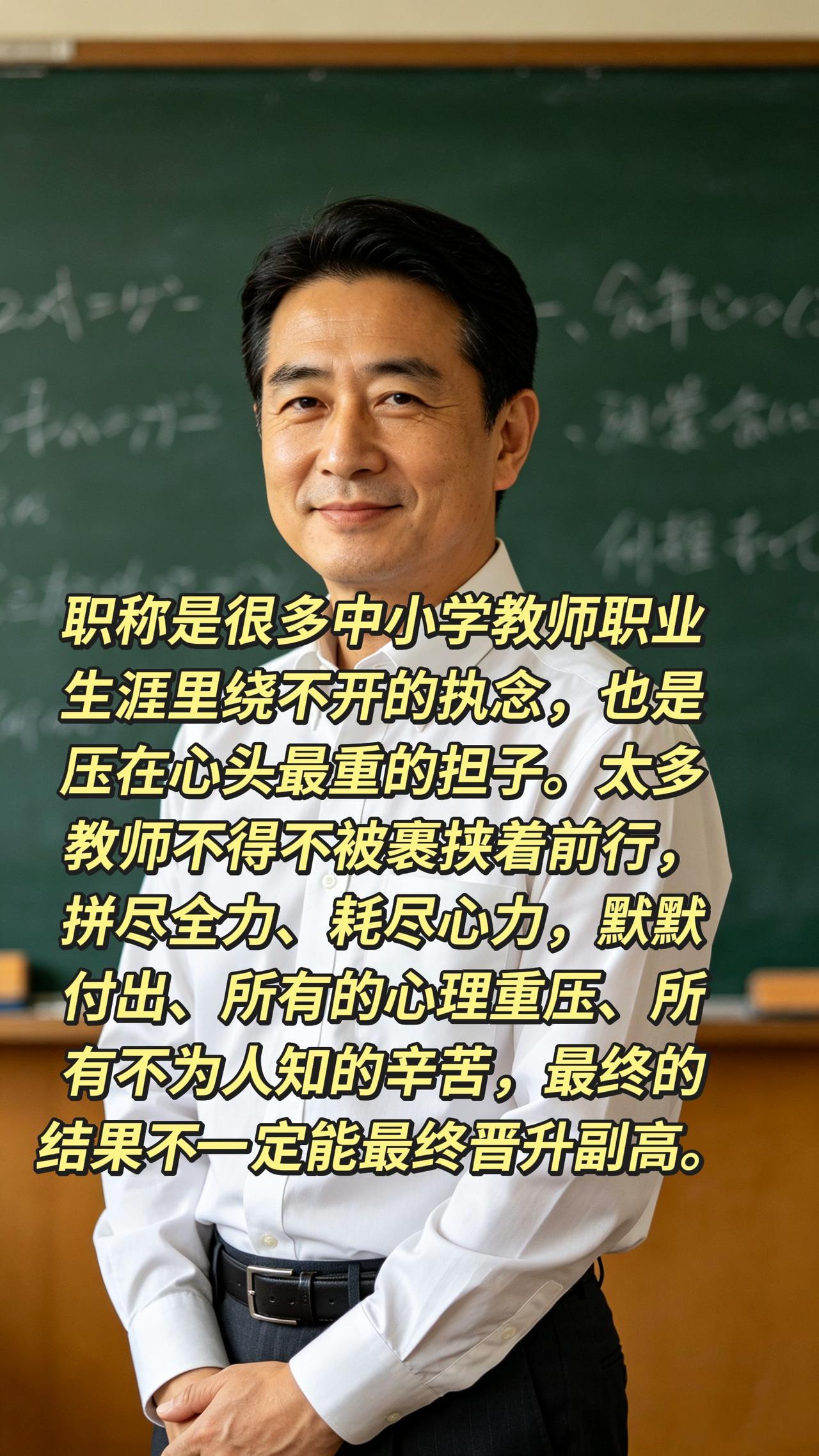 职称是很多中小学教师职业生涯里绕不开的执念，也是压在心头最重的担子。太多教师不得