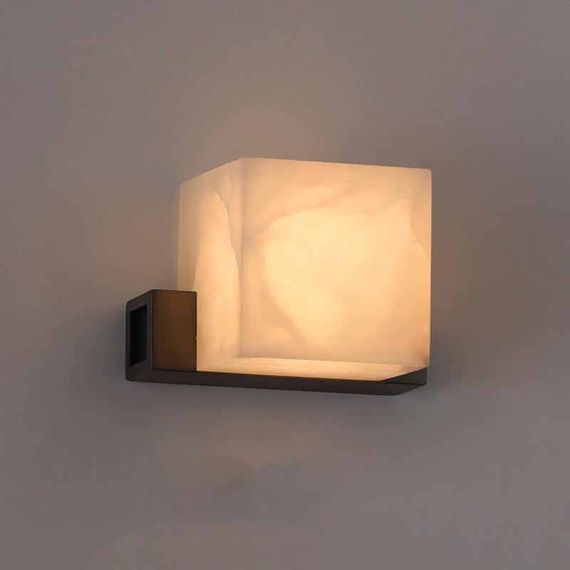 西班牙云石壁灯法式轻奢卧室床头灯现代简约餐厅过道客厅背景墙灯 装壁灯