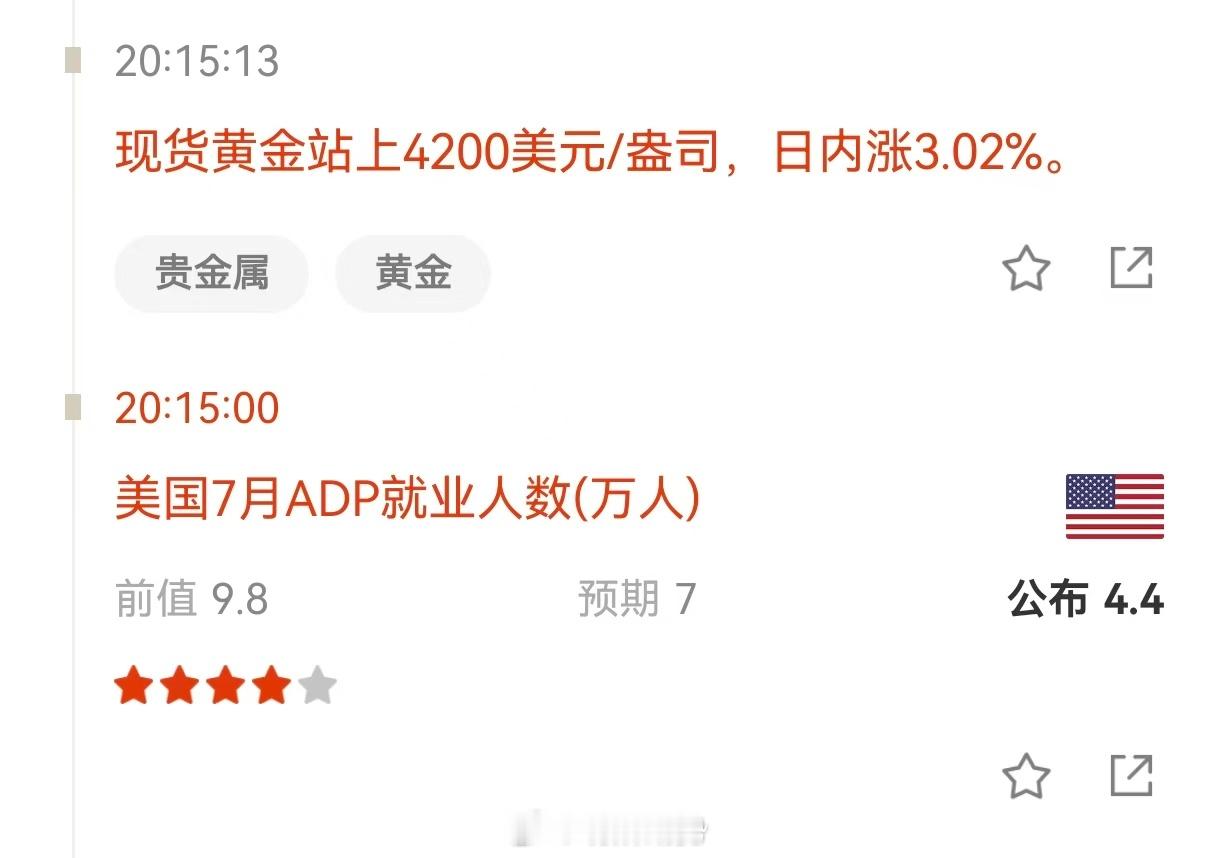 ADP数据出来了，利空美元，利多金银。黄金，白银目前是再刷新高！你们还有多单吗？