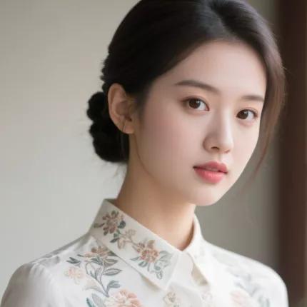 优雅少女风，温柔花色衬衣，气质自然迷人少女感白衬衣 温柔衬衫女 少女感衬衣 甜美