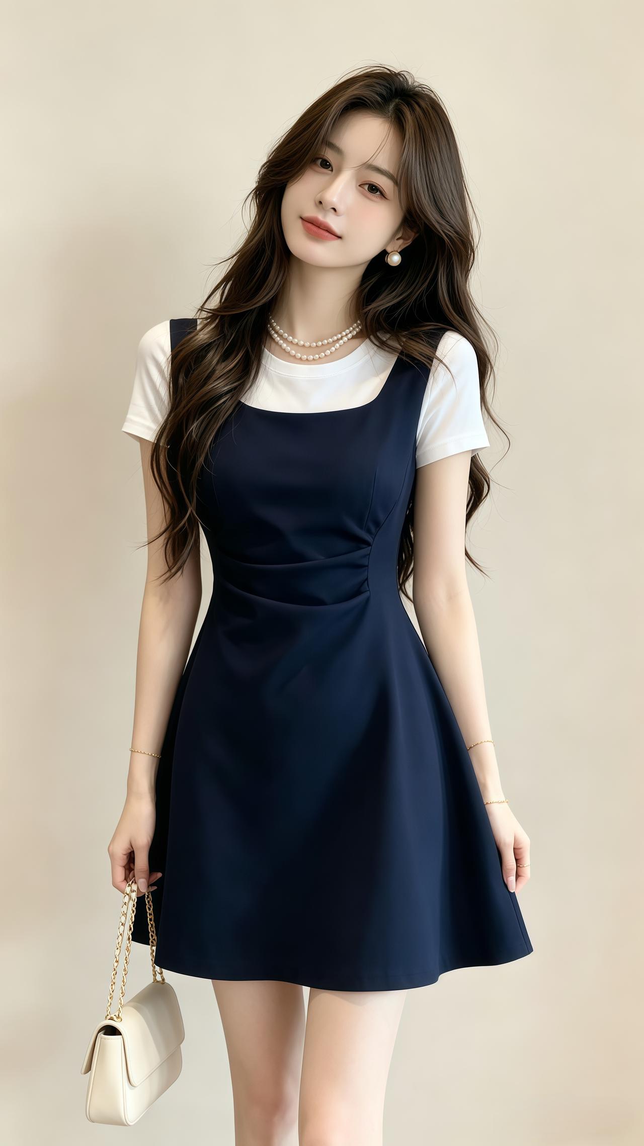 显瘦甜美连衣裙 学院风甜美连衣裙 穿搭韩系穿搭今天穿什么