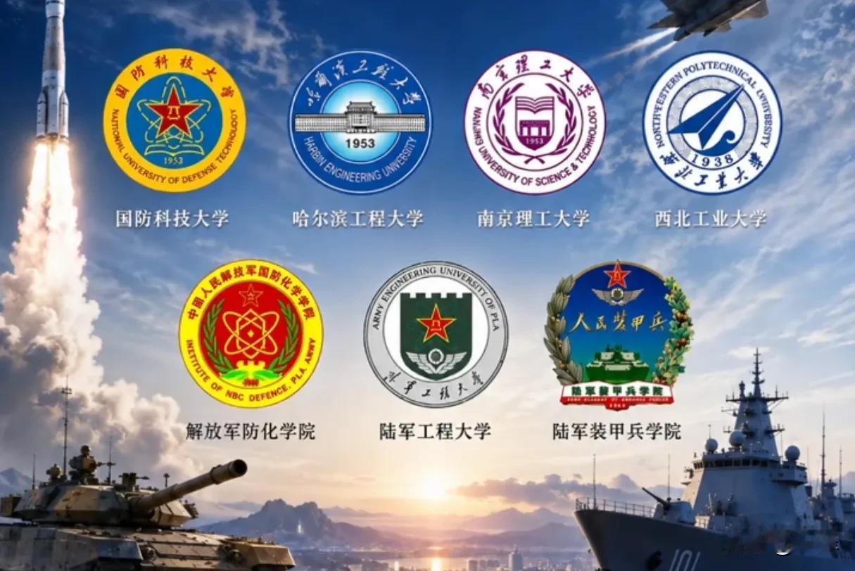 这是军工七校，为国防和军队现代化贡献智慧与力量。国防科大、哈工程、南理工、西工大