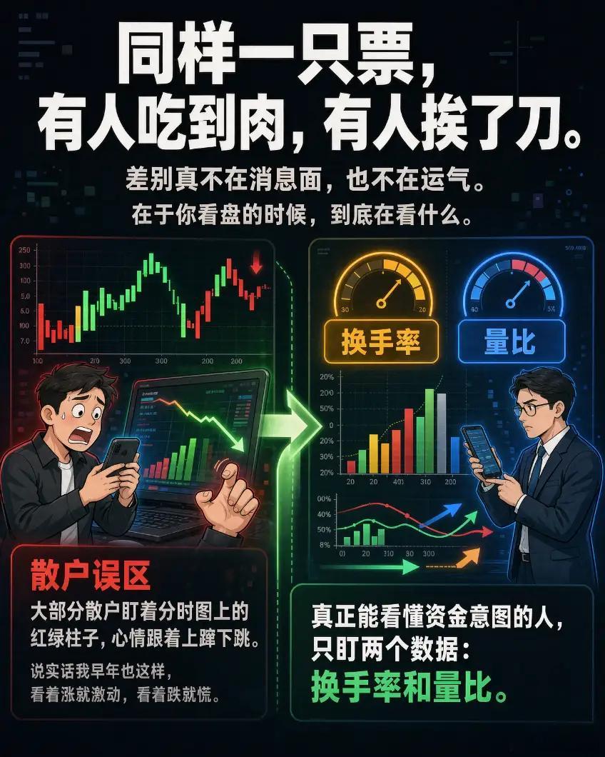 换手率+量比，主力最怕散户搞懂的两个数据炒股这些年，你有没有发现一个扎心的事儿：