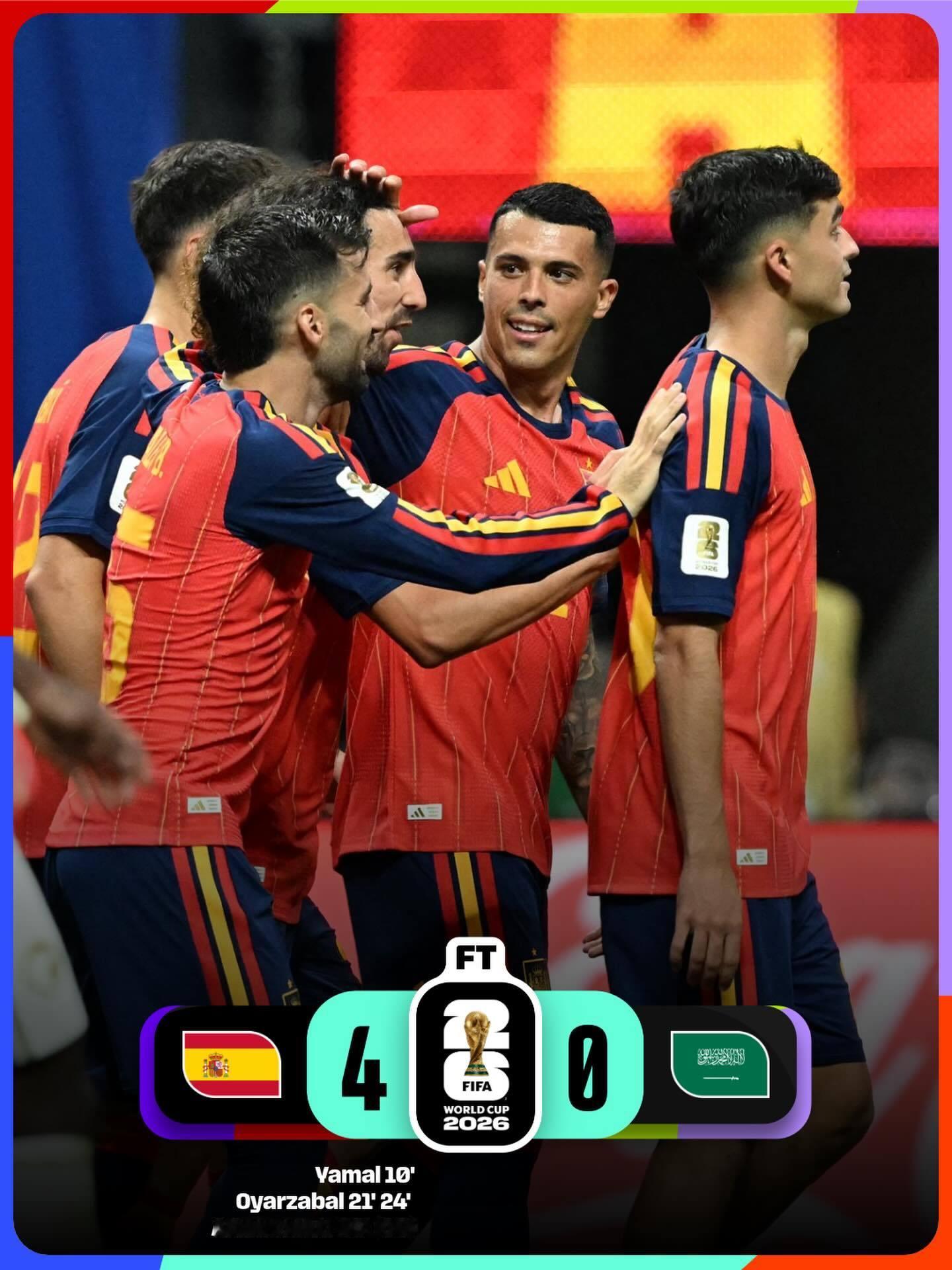 【H组小组赛】 世界杯 H组小组赛：西班牙🇪🇸队4：0战胜沙特阿拉伯🇸🇦
