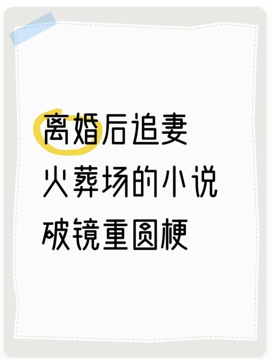 离婚后追妻火葬场的小说 破镜重圆梗