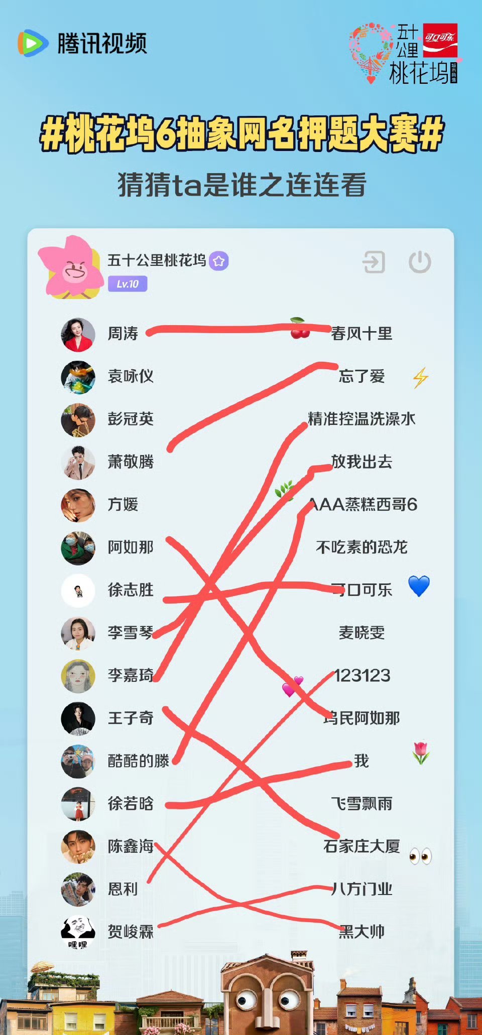 桃花坞6抽象网名押题大赛桃花坞匿名大赏实在是太有节目了，新老坞民线上匿名社交，网