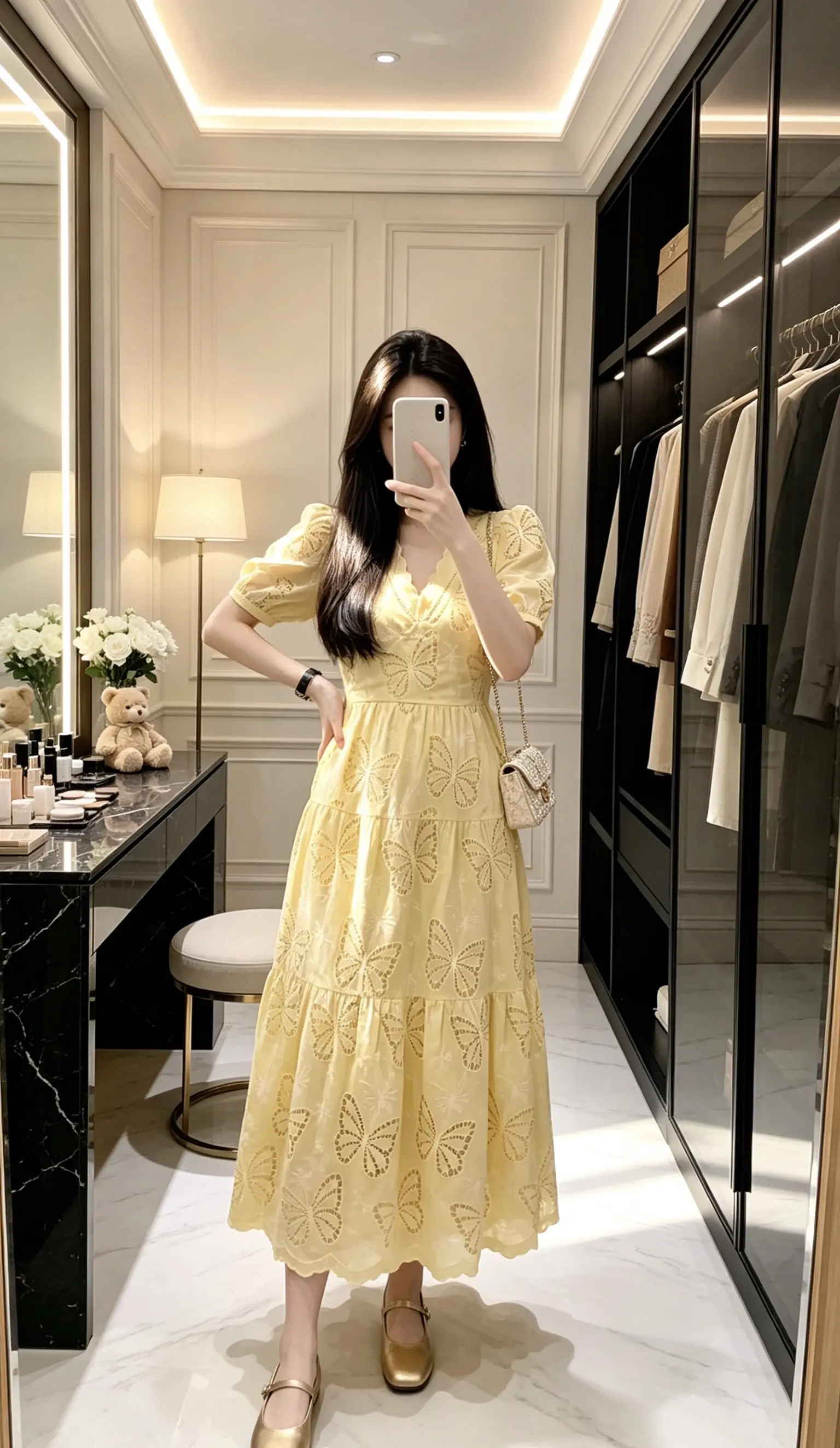 显白黄色连衣裙 显瘦黄色长裙 气质仙女裙甜美穿搭 黄色长裙 高档淡黄色连衣裙