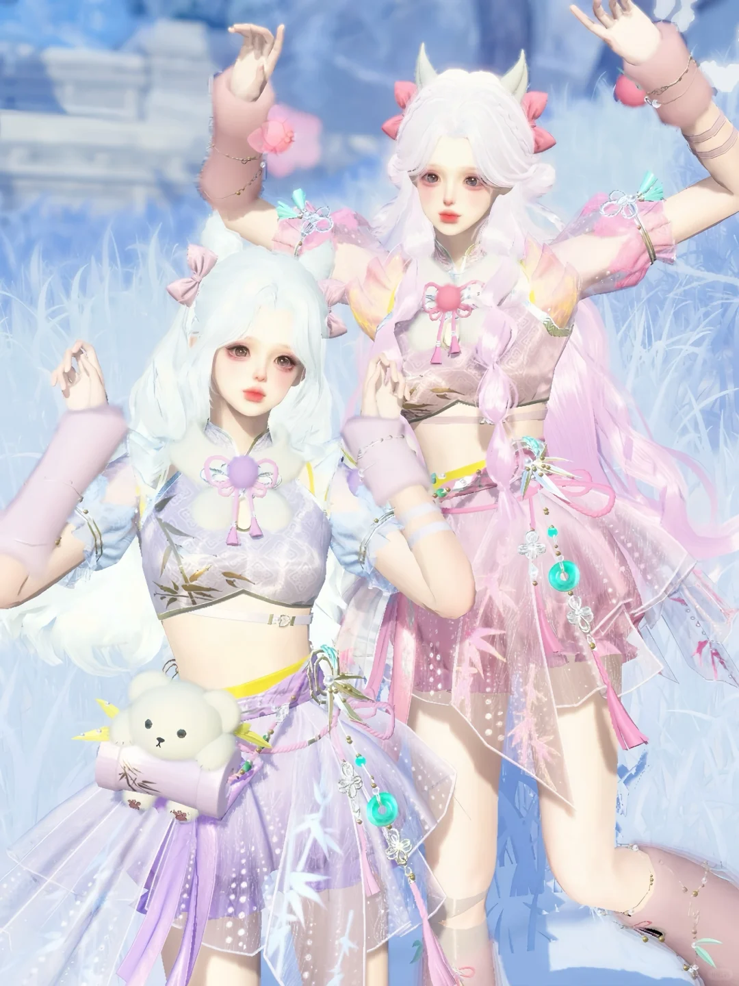 哇，这粉紫色的姐妹套也太可爱了叭🩷💜