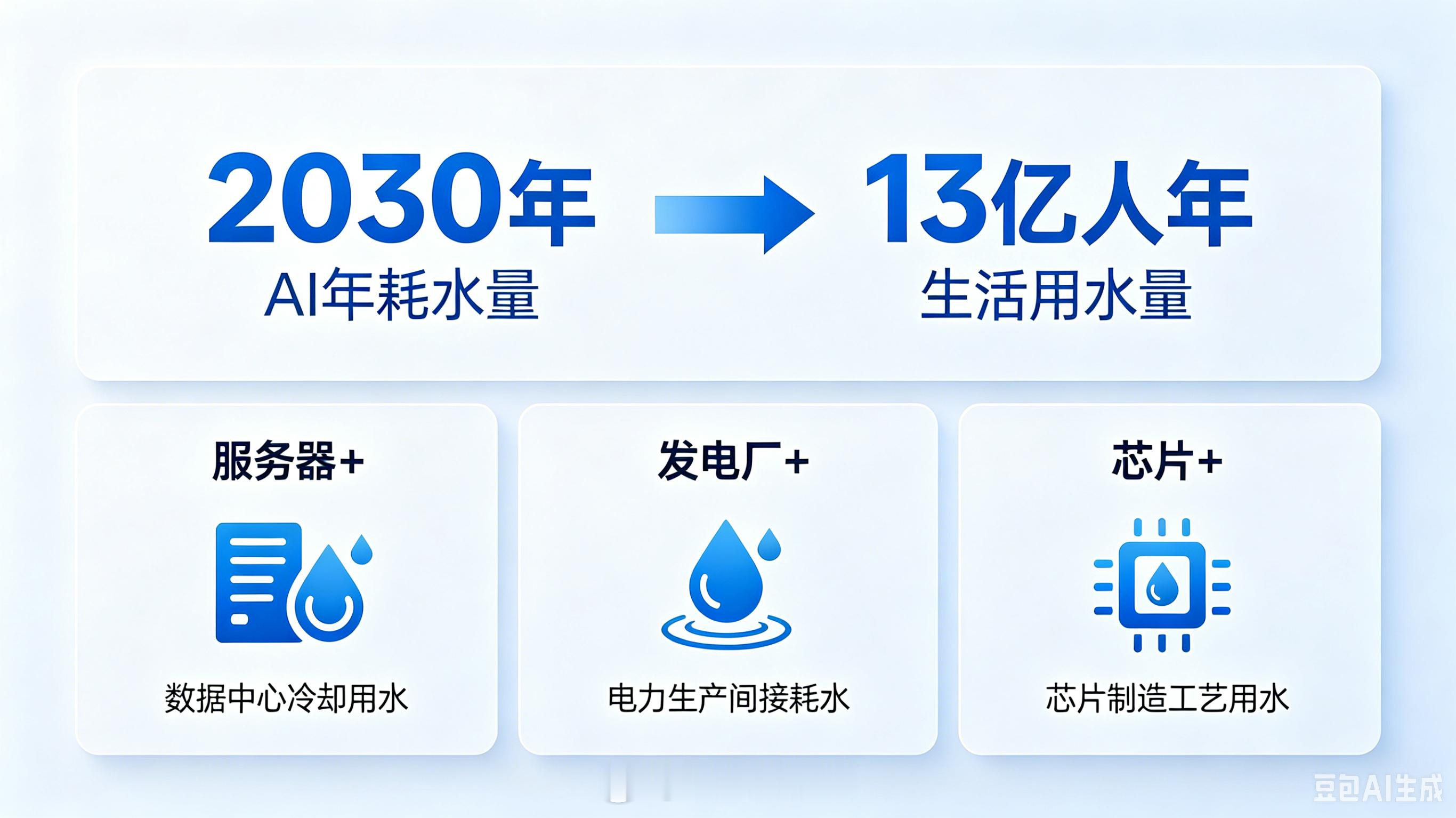 2030年AI耗水量够13亿人用一年本质是 AI 算力落地从头到尾都离不开淡水消