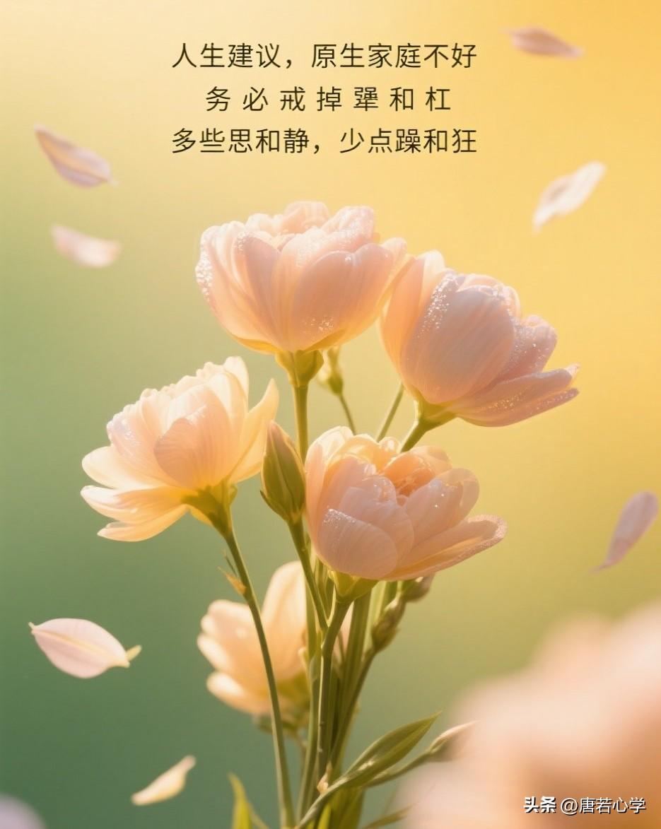 人生建议，原生家庭不好，务必戒掉犟和杠，多些思和静，少点躁和狂。

你一定见过这