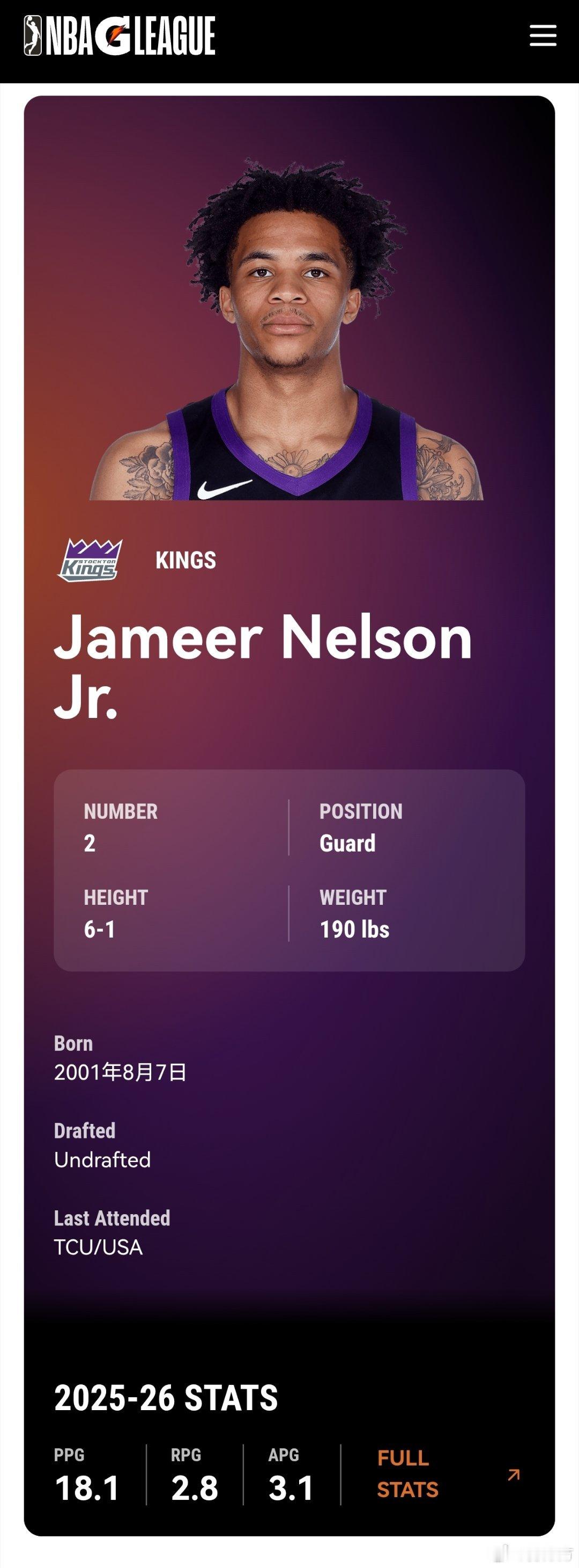 北控男篮 新外援确定！小贾米尔·尼尔森大概率加盟，他今年24岁，身高1米85，此