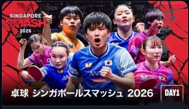 wtt新加坡大满贯2026张本智和 东电和U-NEXT宣传图。 