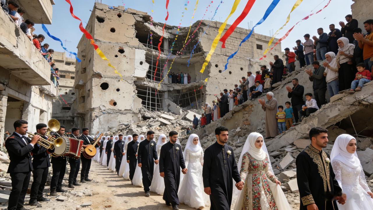 加沙废墟婚礼：炮火未歇为何偏要此时婚？
 

6.9万人丧生、70%建筑成墟的加