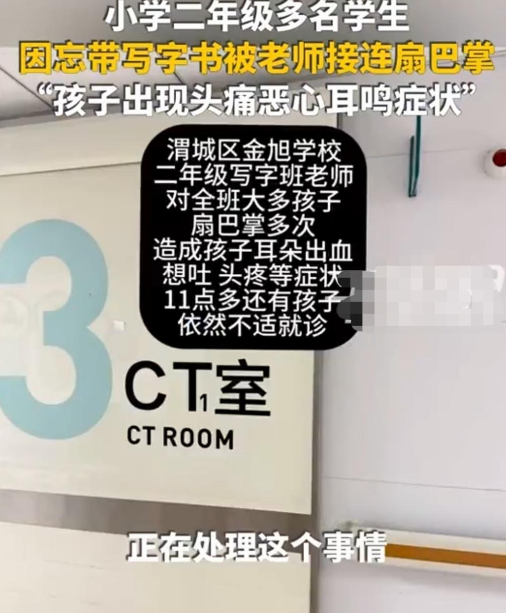 严查之下，教师还怒扇多名学生耳光

5月13日，陕西咸阳渭城区金旭学校2年级有多