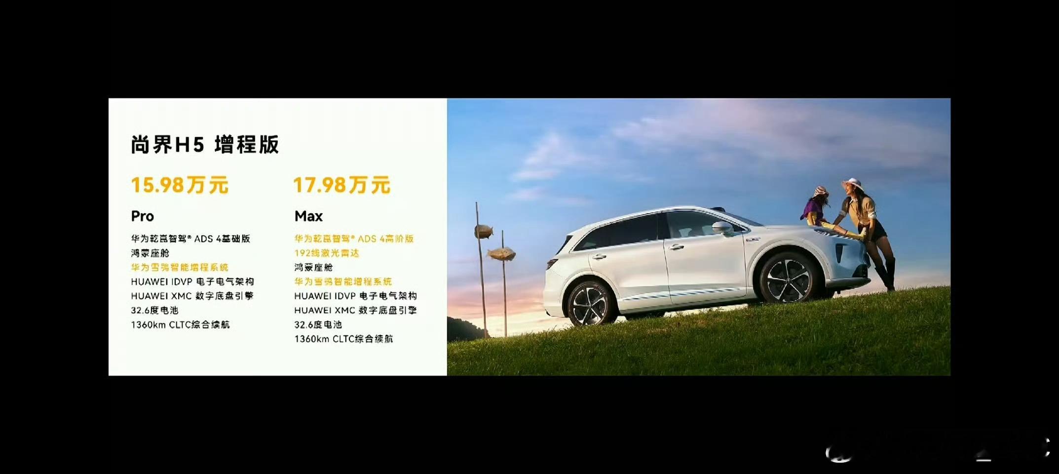 最便宜的“界”来了。最便宜也是说到做到，尚界H5  15.98万起。如果想买一台