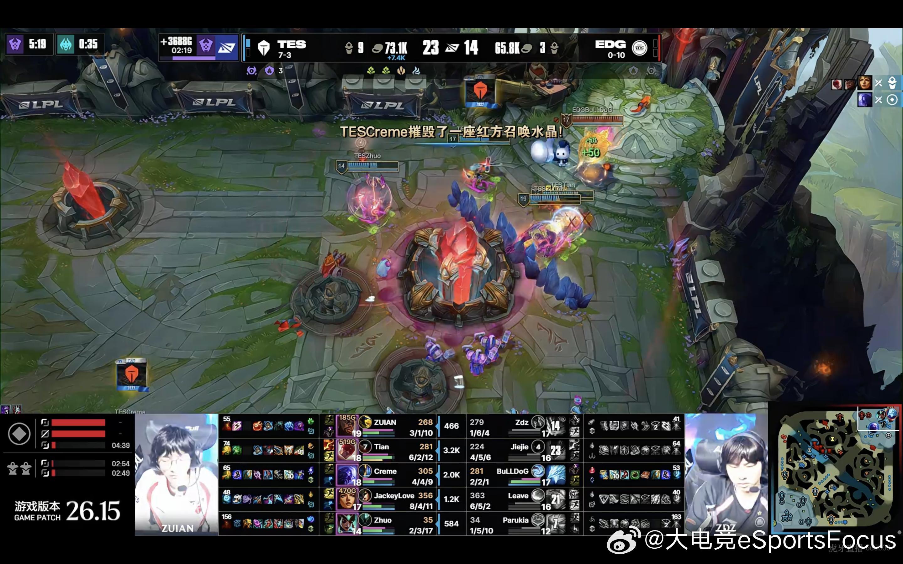 【2026LPL第三赛段组内赛 TES 2:0 EDG】恭喜TES赢下比赛！TE