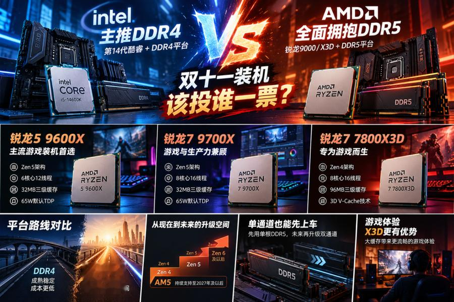 双十一装机选DDR4还是DDR5？Intel与AMD路线之争，谁更值得买？