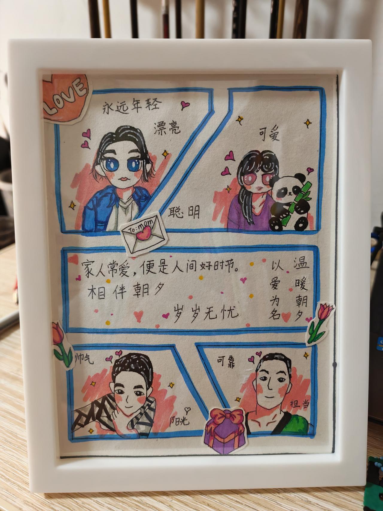 分享一下你随手拍下的照片女儿画的一家人