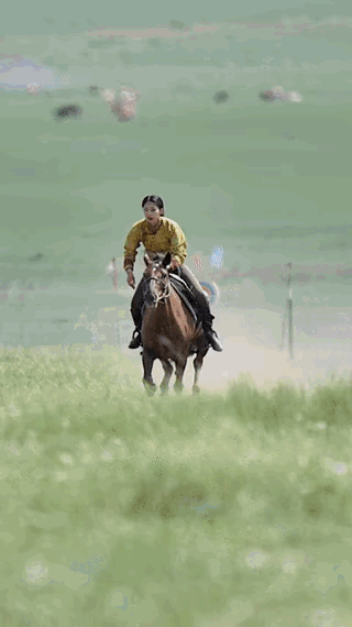 图一：草原上的骑马技术，绝对不是想像中那么简单。
图二：小姐姐这是想告诉别人，自