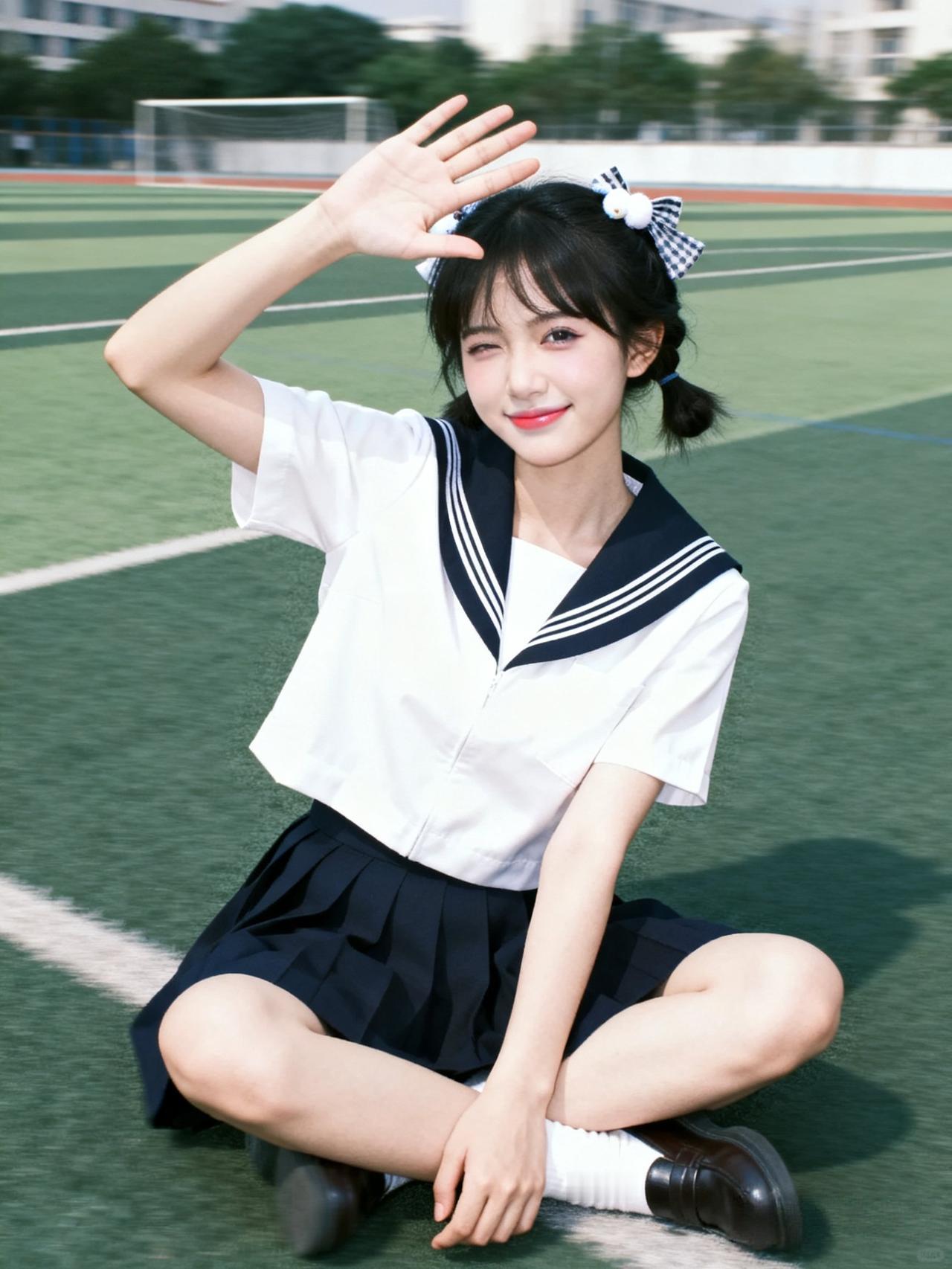 元气少女在操场上的甜美瞬间🌞💕见过哪些令人心动的街拍照片? 阳光少女照 街拍