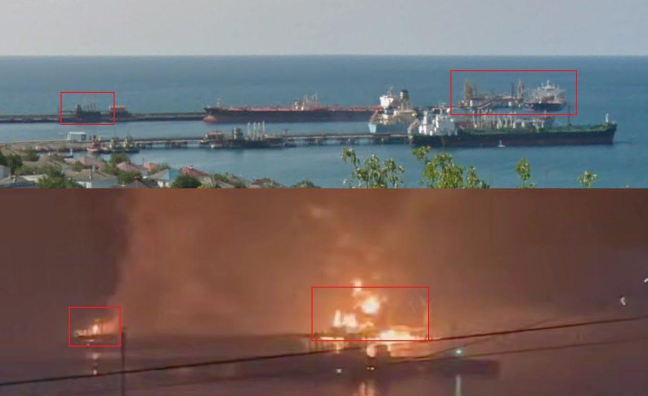 新罗西斯克石油码头遭袭，事故造成1号和2号泊位严重损毁。
 
袭击同时击中了石油