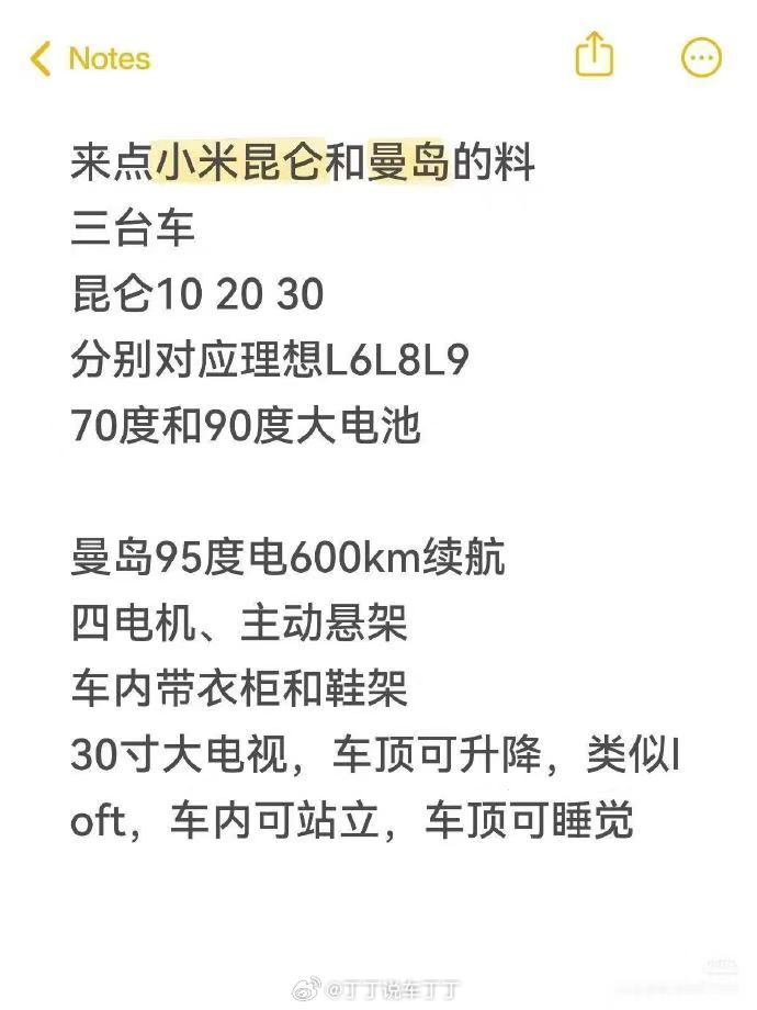 网传小米新车信息小米小米汽车