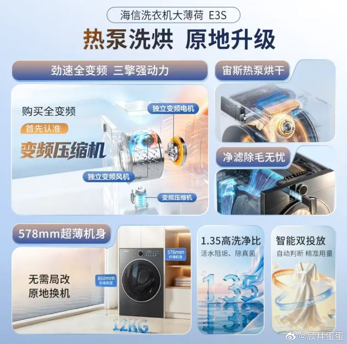 居家洗衣神器｜海信大薄荷 2.0‑E3S 洗烘一体机，全屋洗护一键拿捏还在纠结洗
