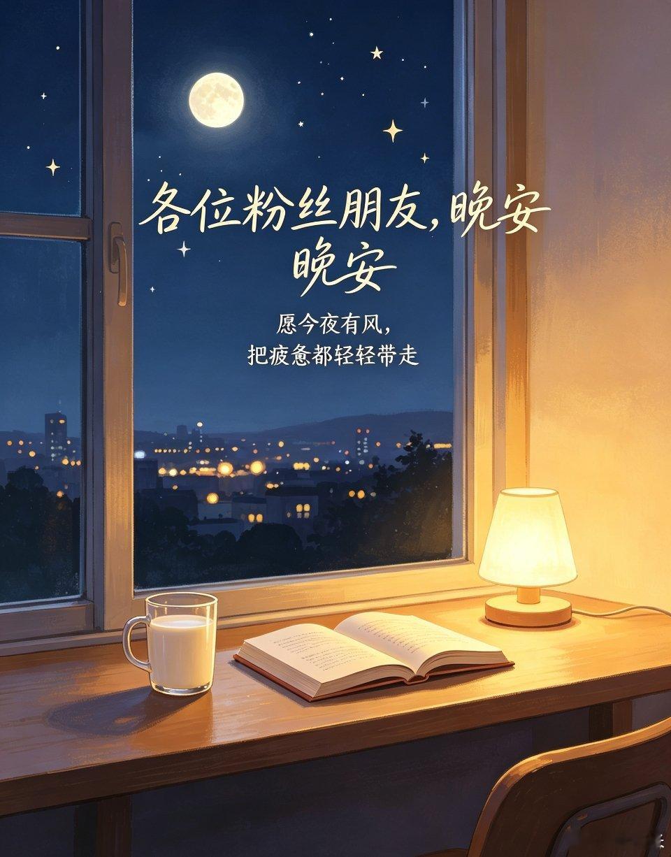 晚安各位粉丝朋友们愿今夜有风，把疲惫都轻轻带走。明天的事，留给明天慢慢发生。 