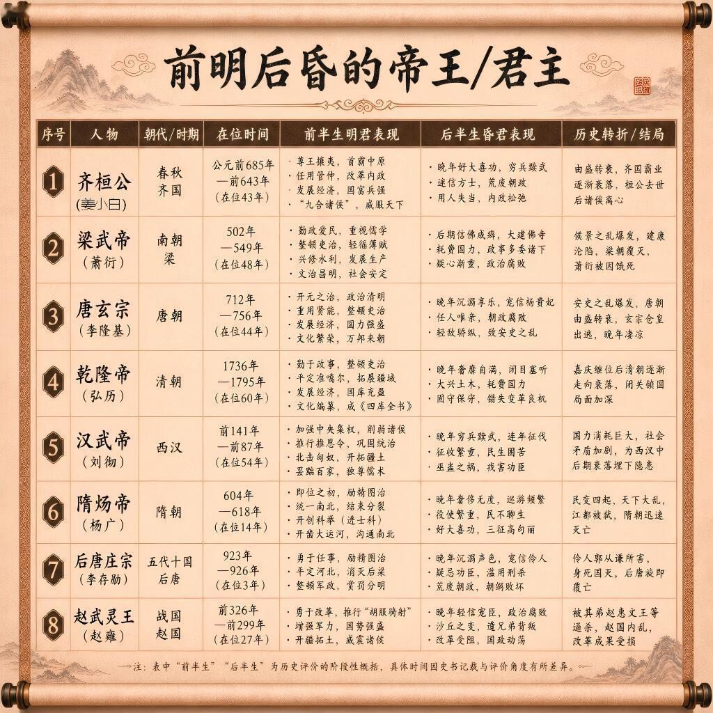 前明后昏的古代君主。 