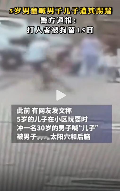 谁的错？河北张家口一5岁小男孩儿在小区玩耍时，对一成年男子出言不逊，惨遭该男子摔