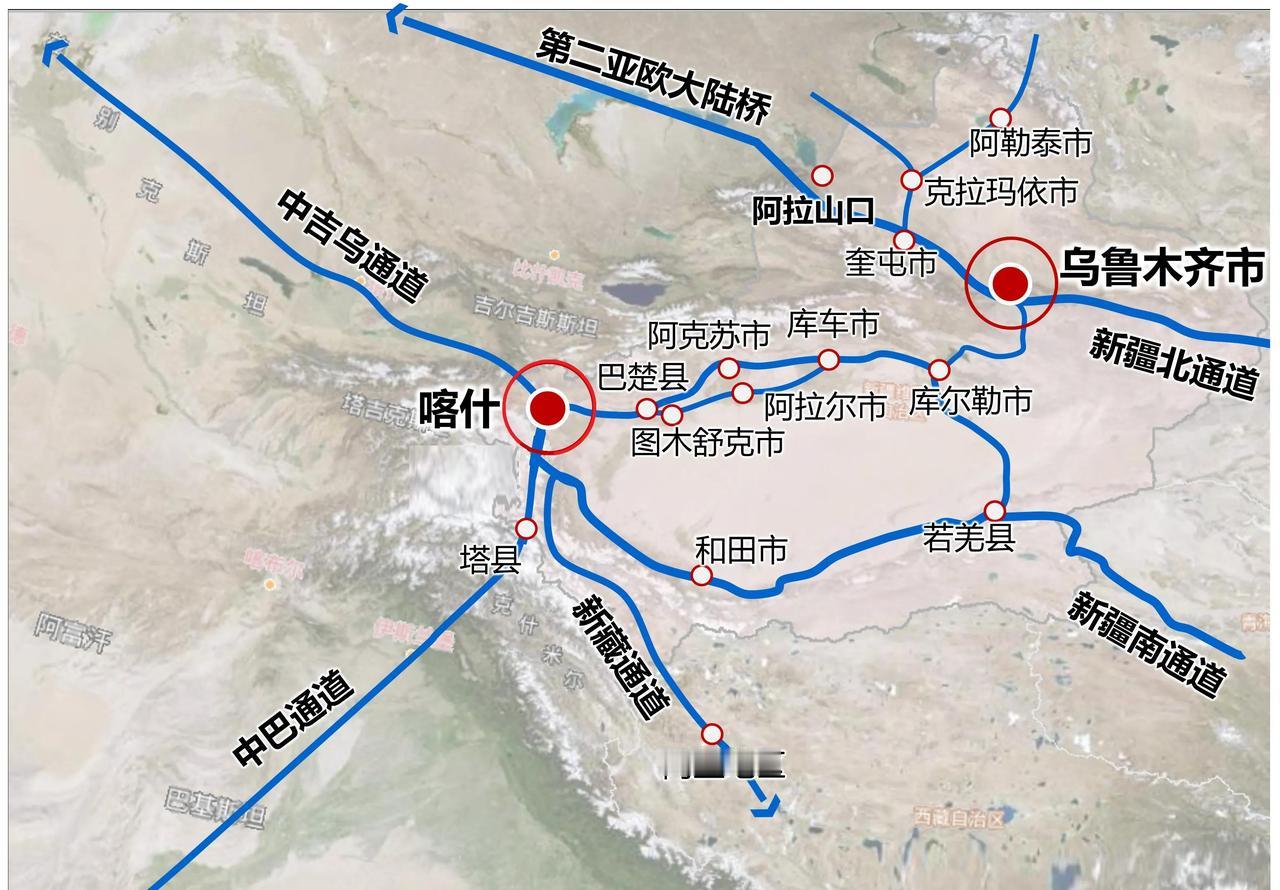 中吉乌铁路，是打通中亚的全新陆路通道。过去中欧货物大多绕行西伯利亚，这条新线路建