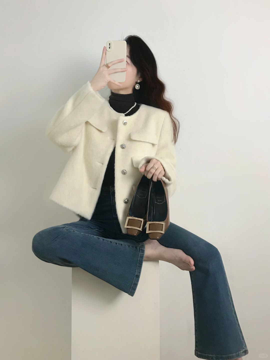 小个子这样穿好高级|毛呢小香➕法式微喇裤