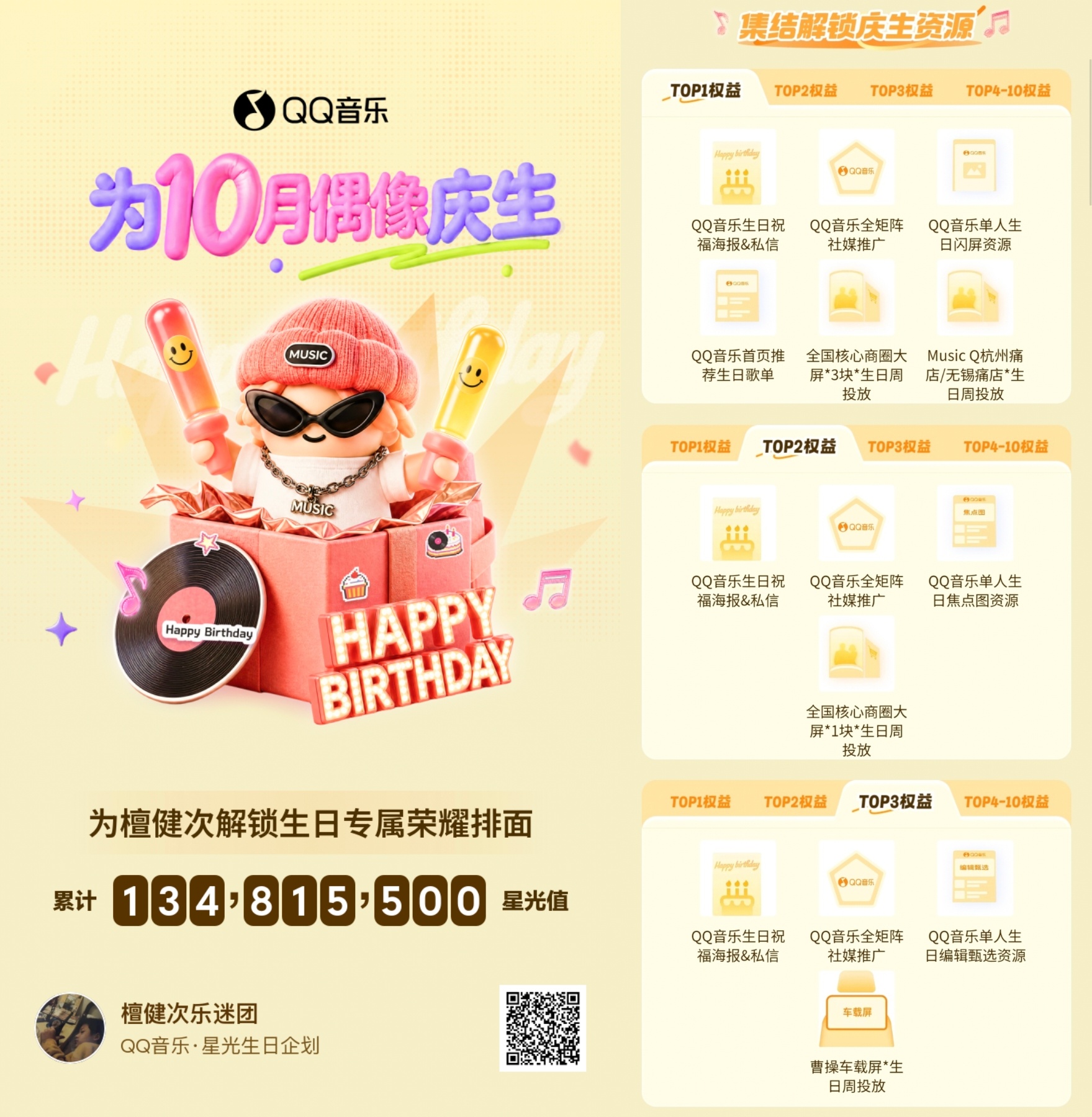 为檀健次解锁生日专属荣耀排面吧！[打call][打call][打call] ​​
