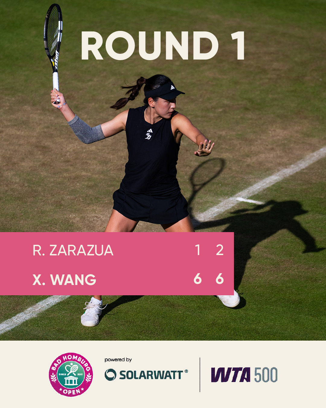 WTA500巴特洪堡赛首轮焦点赛🔥王欣瑜以6-1 6-2清融横扫幸运落败者扎拉
