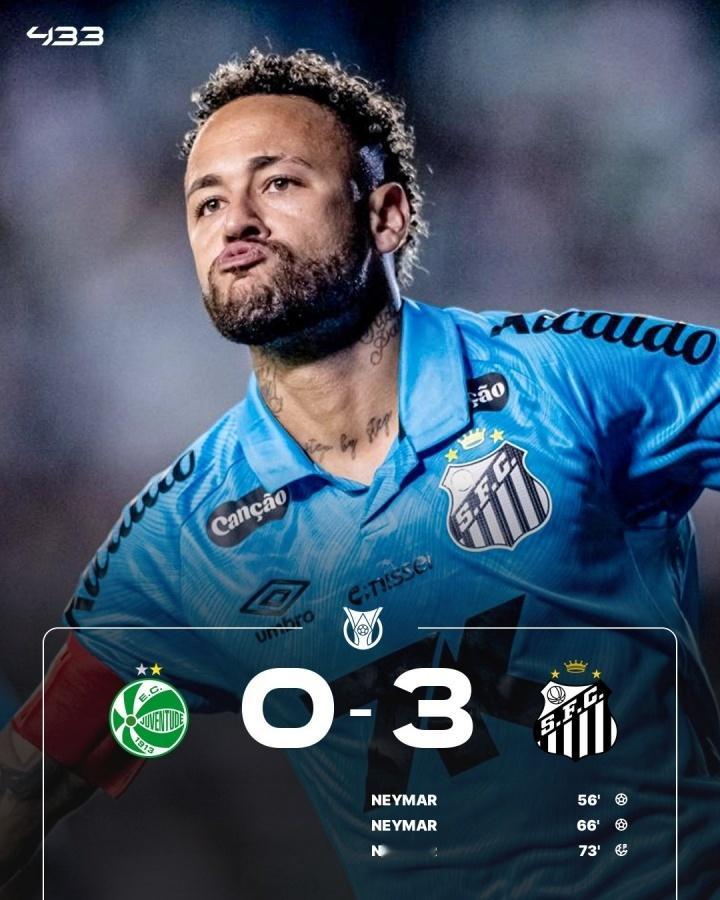 拯救桑托斯！内马尔近3场5球+脱离降级区，球队近8球他参与6球 