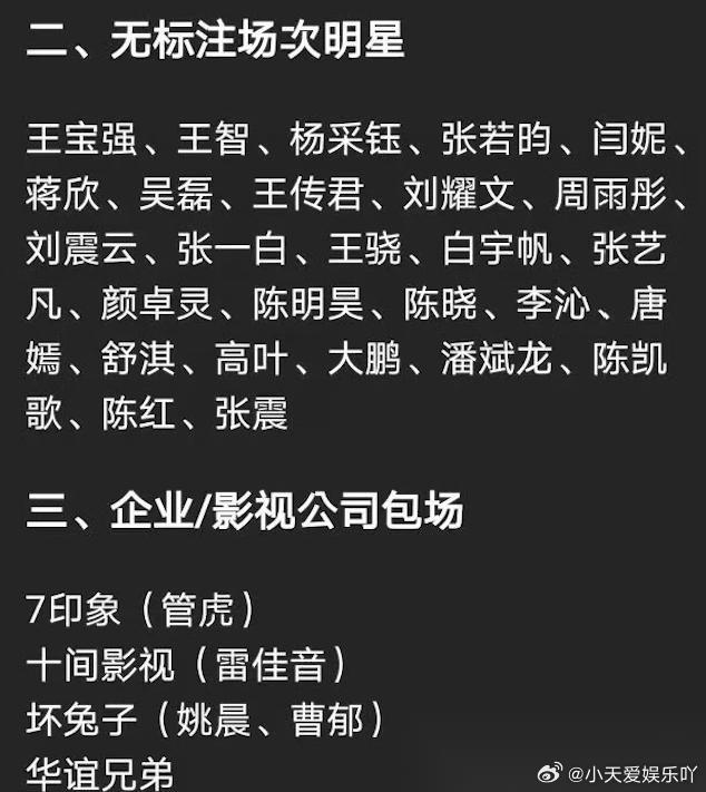 自从韩红说了让观众“给走个面”之后，圈内的不少艺人纷纷给面子的包场电影，结果清单