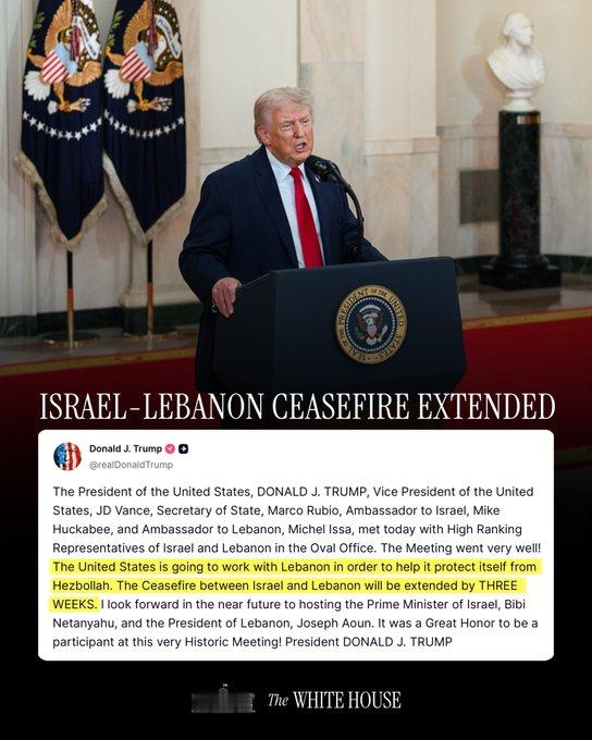 🚨 “会议进行得非常顺利！美国将与黎巴嫩合作，以帮助其保护自己免受真主党的威胁