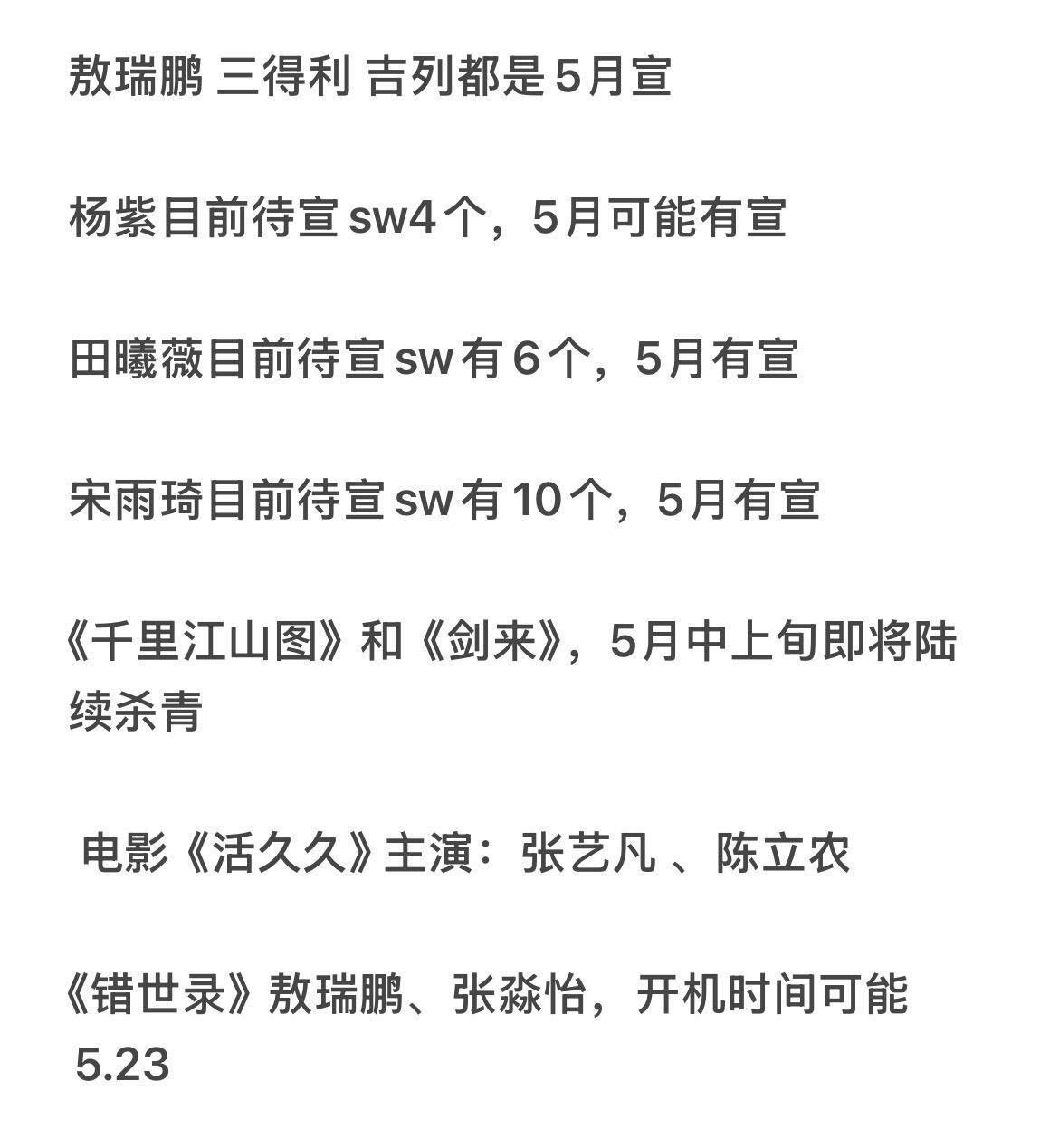 🔔 5月娱乐圈资讯🍉魏大勋 YSL即将官宣吴磊 曼秀雷敦《梦花廷》 5月16