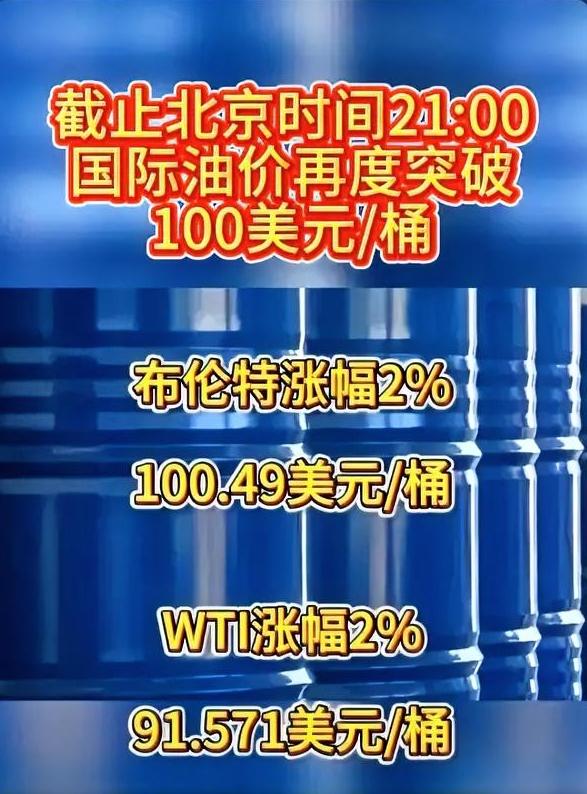 突发！国际油价大幅飙升，布油突破100美元！
 
4月23日最新消息，国际油价继
