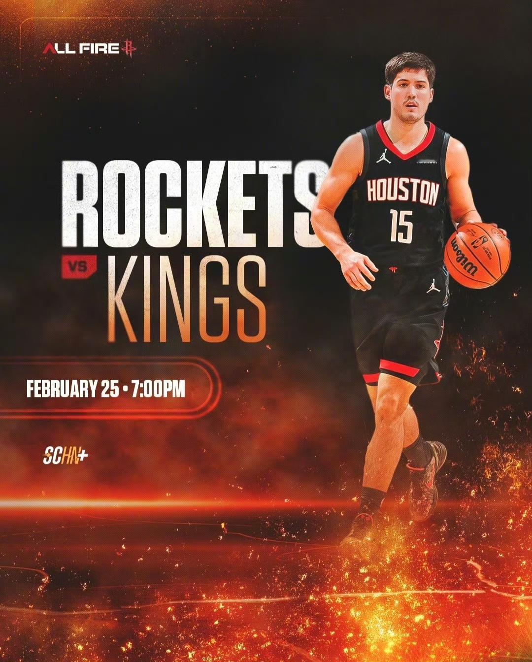 上午九点火箭主场迎战国王。

阿门因左股四头肌肌腱炎缺阵。