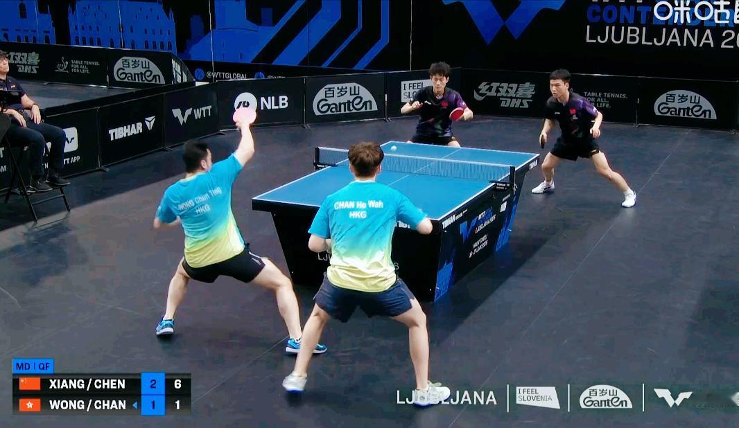 我去！向鹏/陈俊松3:1胜了黄镇廷/陈颢桦，晋级卢布尔雅站4强了！
国乒终于出了