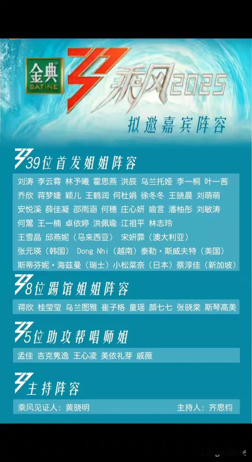 浪姐4还没结束，网传的浪姐5名单就出来，总感觉现在的浪姐一季不如一季，芒果台似乎