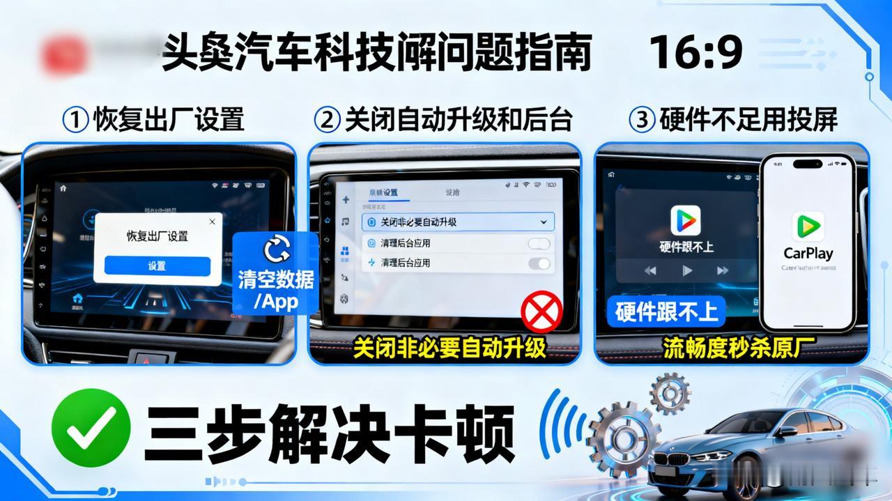 车机系统卡成“老年机”？解决方法就这三步。

①恢复出厂设置（清空所有数据和Ap