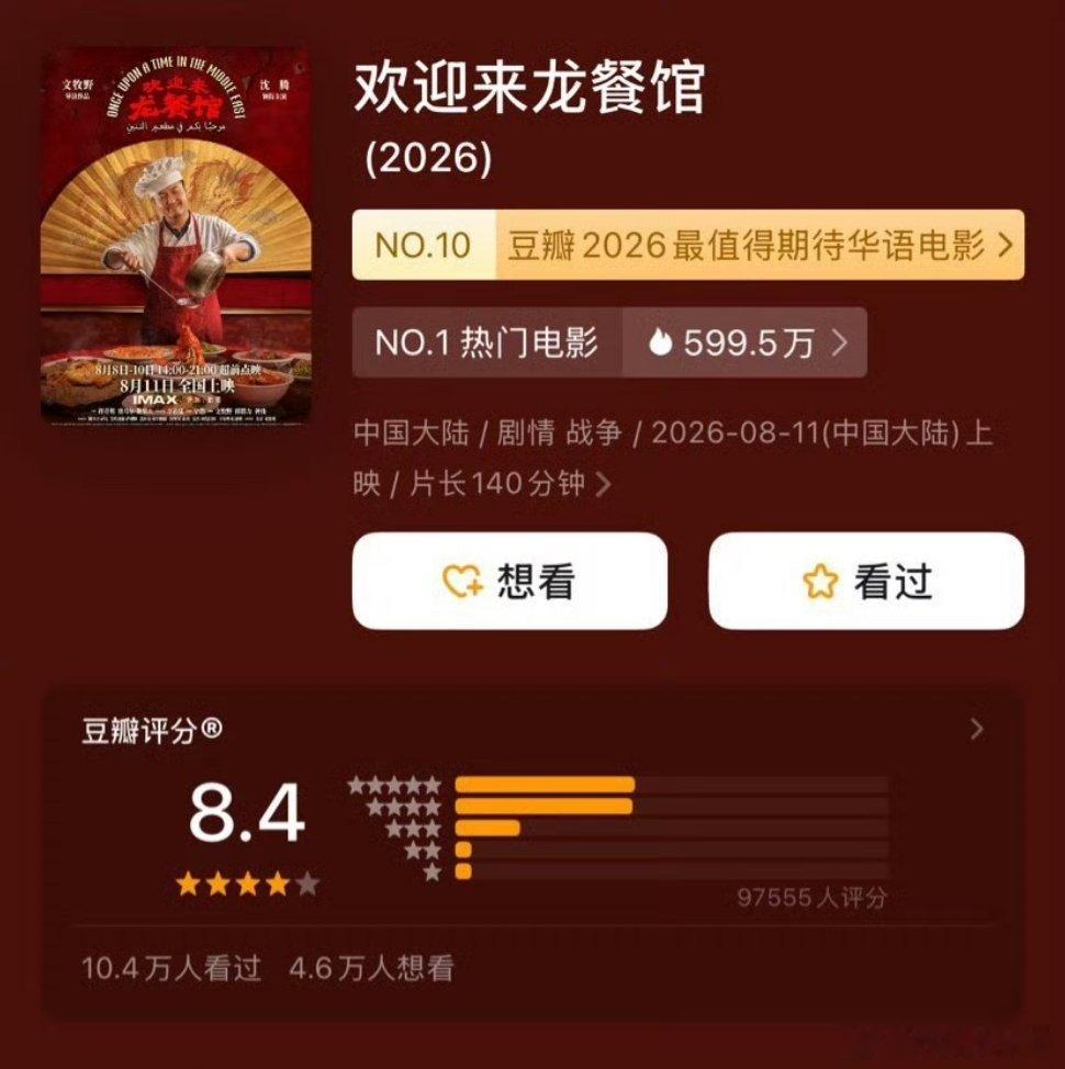 《欢迎来龙餐馆》开分8.4沈腾｜蒋奇明 