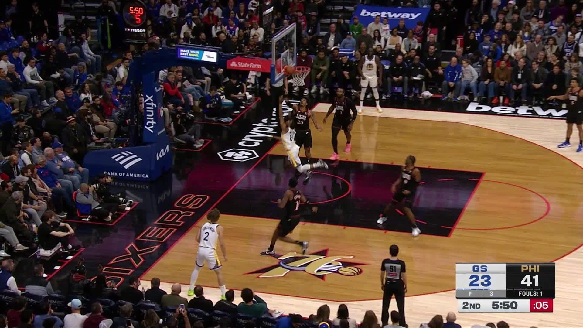 梅尔顿勇士新赛季首分🏀勇士25:41费城76人。 