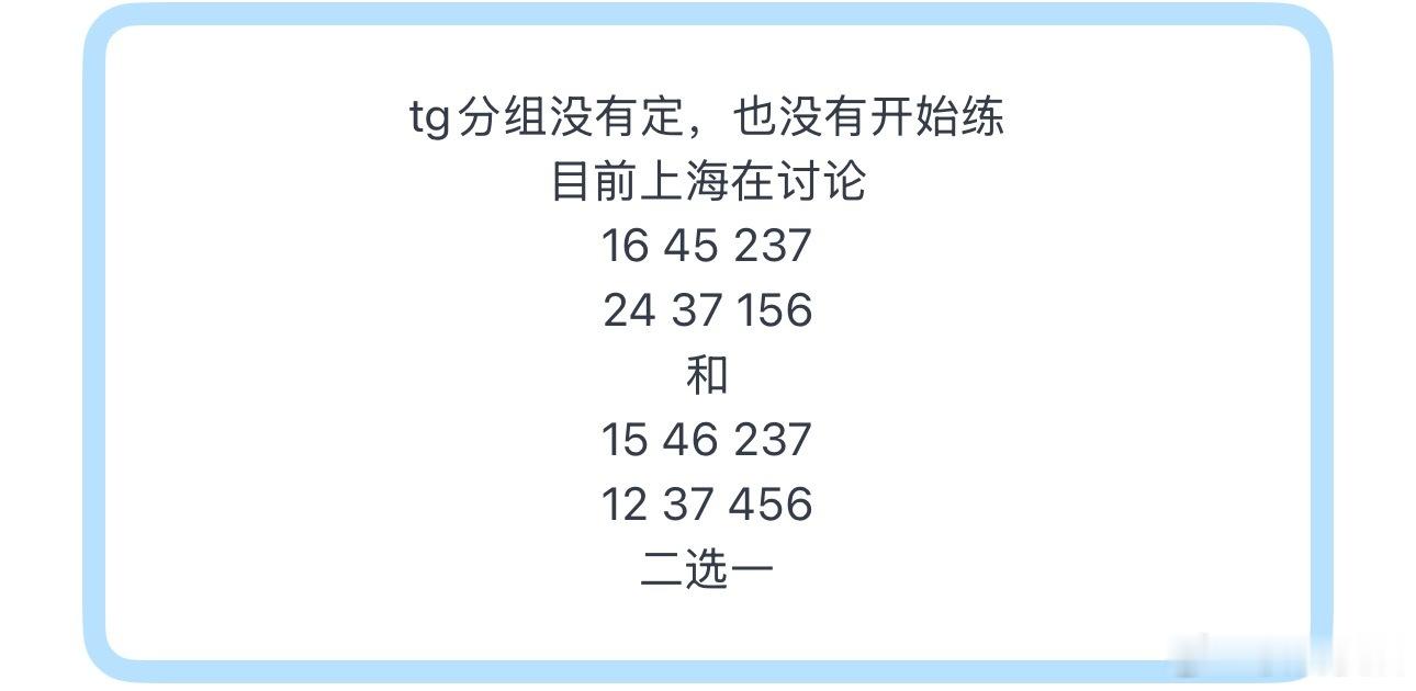 tg分组没有定，也没有开始练目前上海在讨论16 45 23724 37 156和